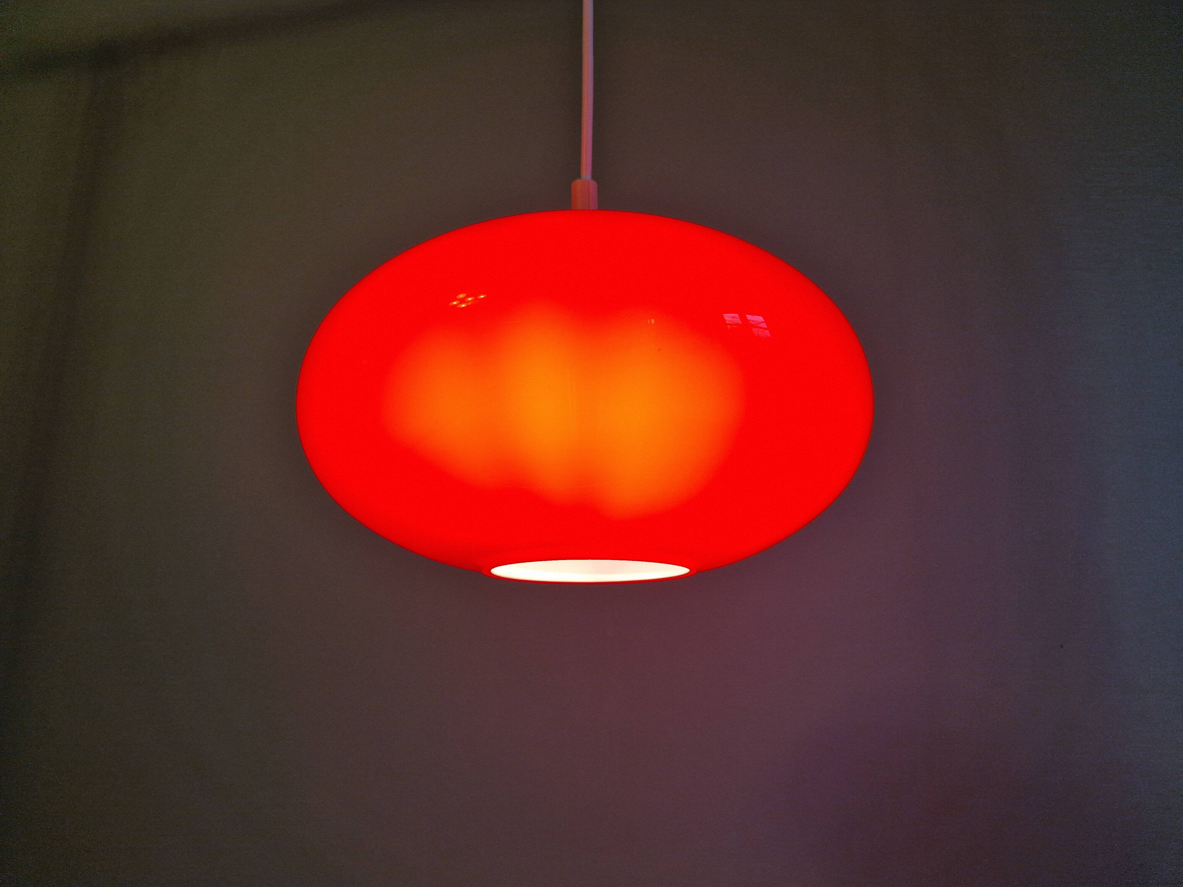Vintage suspension in red opaline, 1960s-70s.