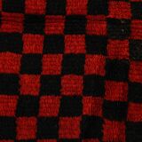 3x6 Red Black Checkered Wool Vintage Rug, 107x180Cm SK 70252