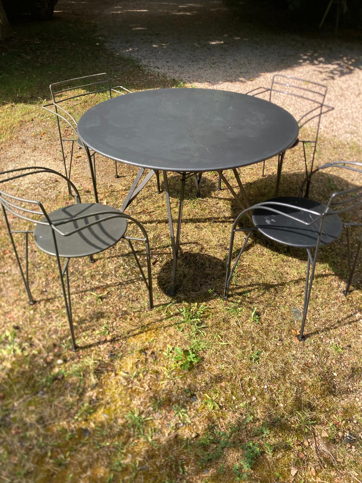 Silver moon table and chairs set fermob designer mourgue