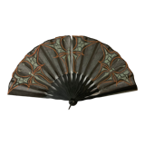 Showcase object, fan frame wood silk art deco décor early twentieth century
