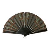 Showcase object, fan frame wood silk art deco décor early twentieth century