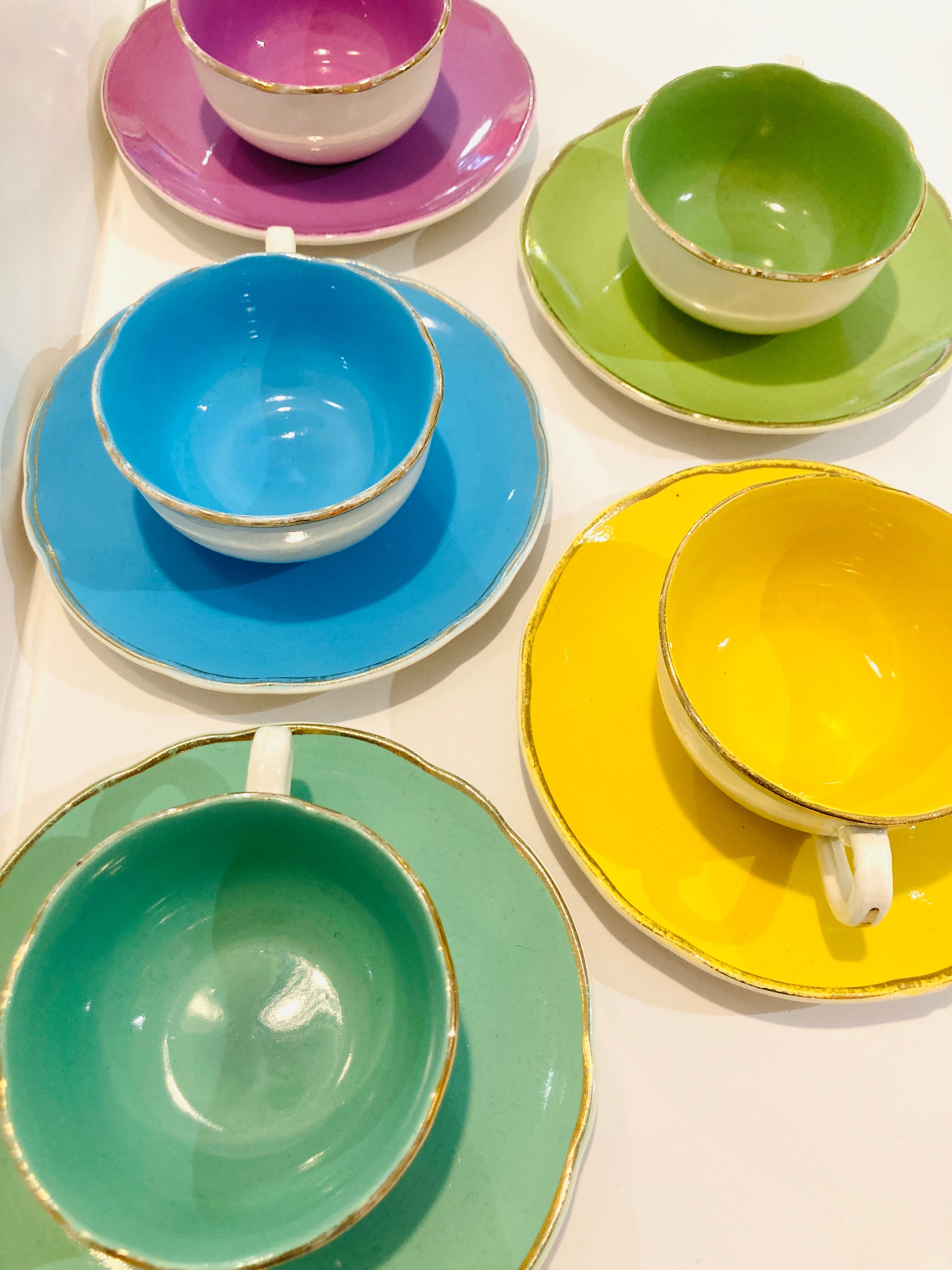 5 cups digoin sarreguemines france pastel 50