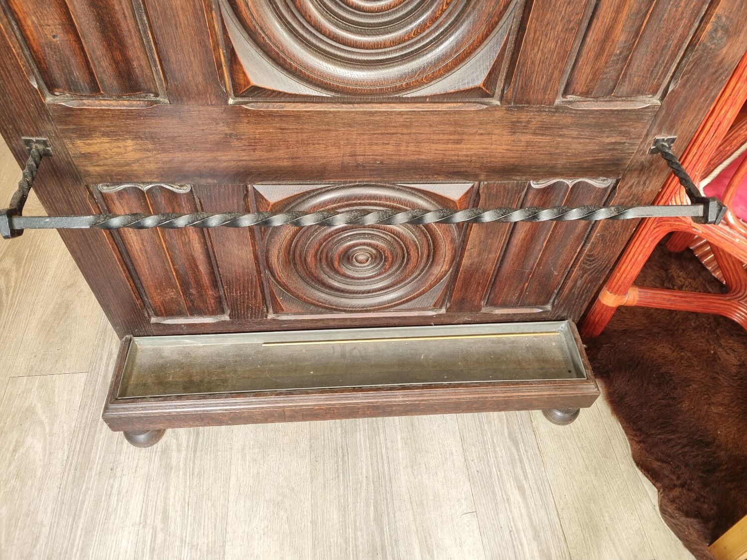 Breton carved wood cloakroom, 1930