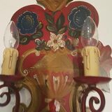 Pair of vintage wood painted mountain wall light