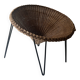 Italian sunflowers armchair in rattan and black metal, 1950s design.
