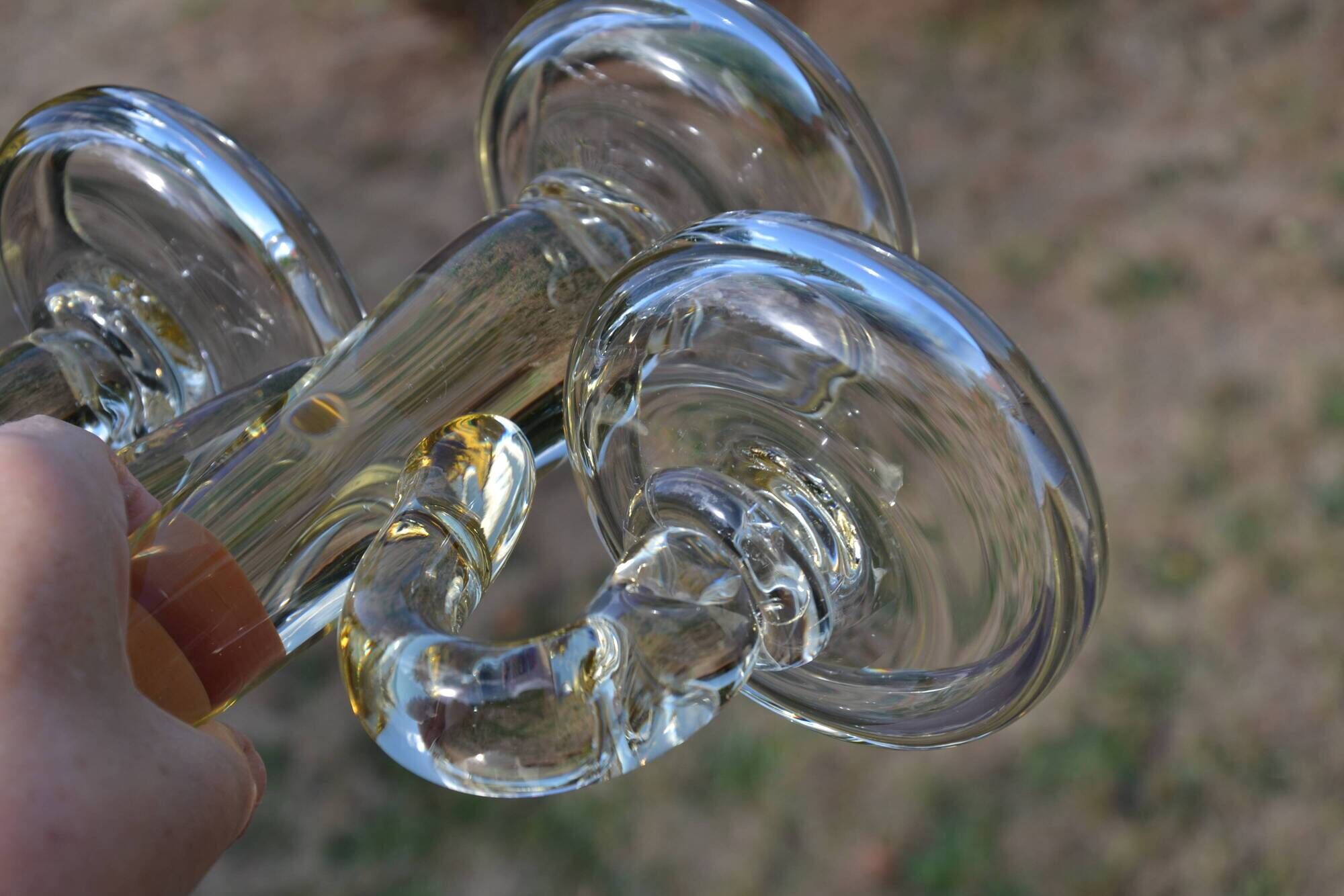 Large blown glass chandelier with bubbles