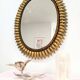 Vintage gold metal sun mirror 1960