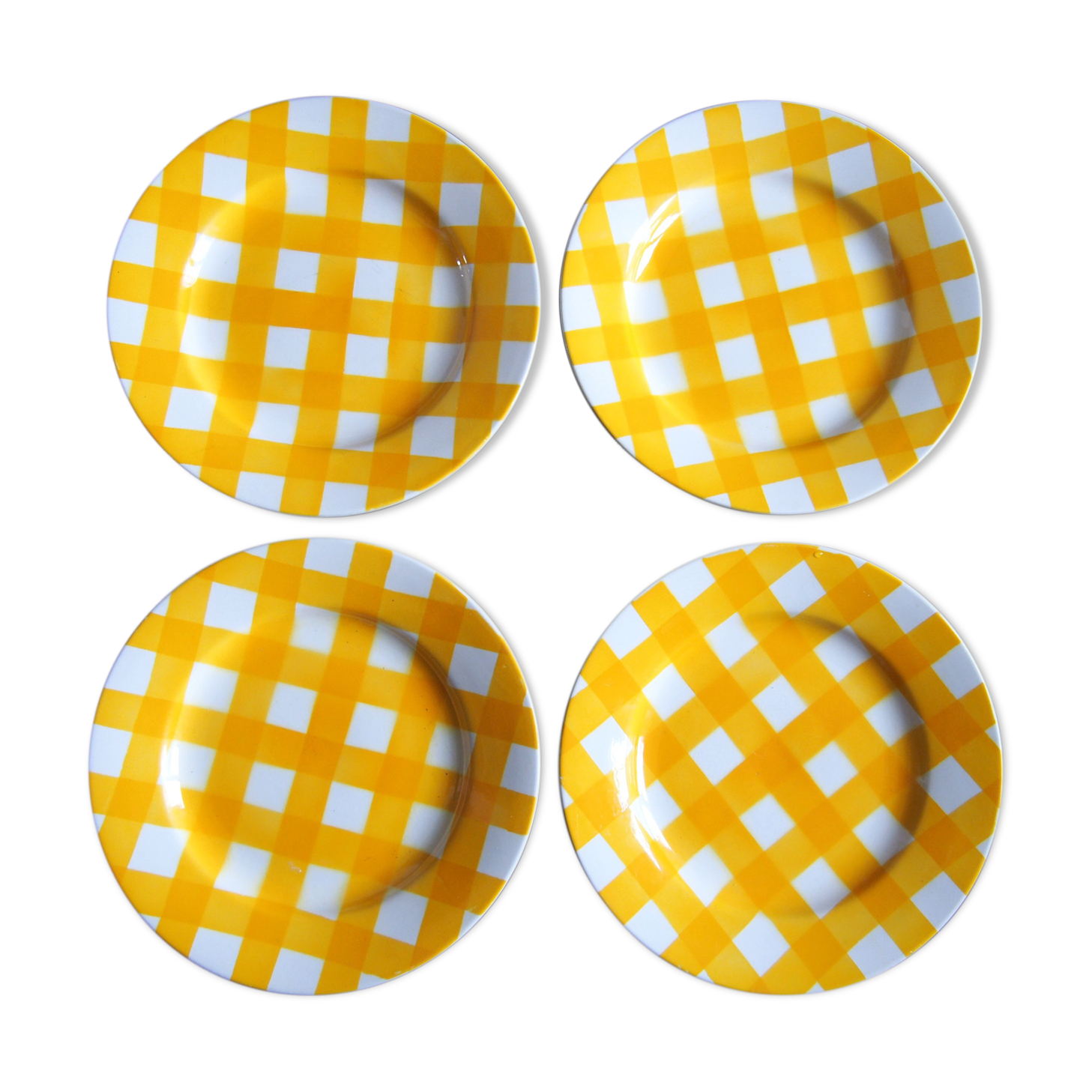 4 Yellow checkered plates Sarreguemines