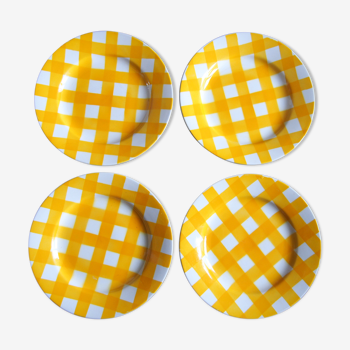 4 Yellow checkered plates Sarreguemines