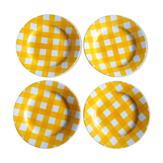 4 Yellow checkered plates Sarreguemines