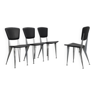 Ensemble de 4 chaises de salle à manger T38 par Studio Archirivolto pour Fasem, Italie, années 1980.