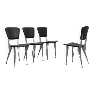 Set of 4 T38 dining chairs by Studio Archirivolto for Fasem, Italy, 1980s