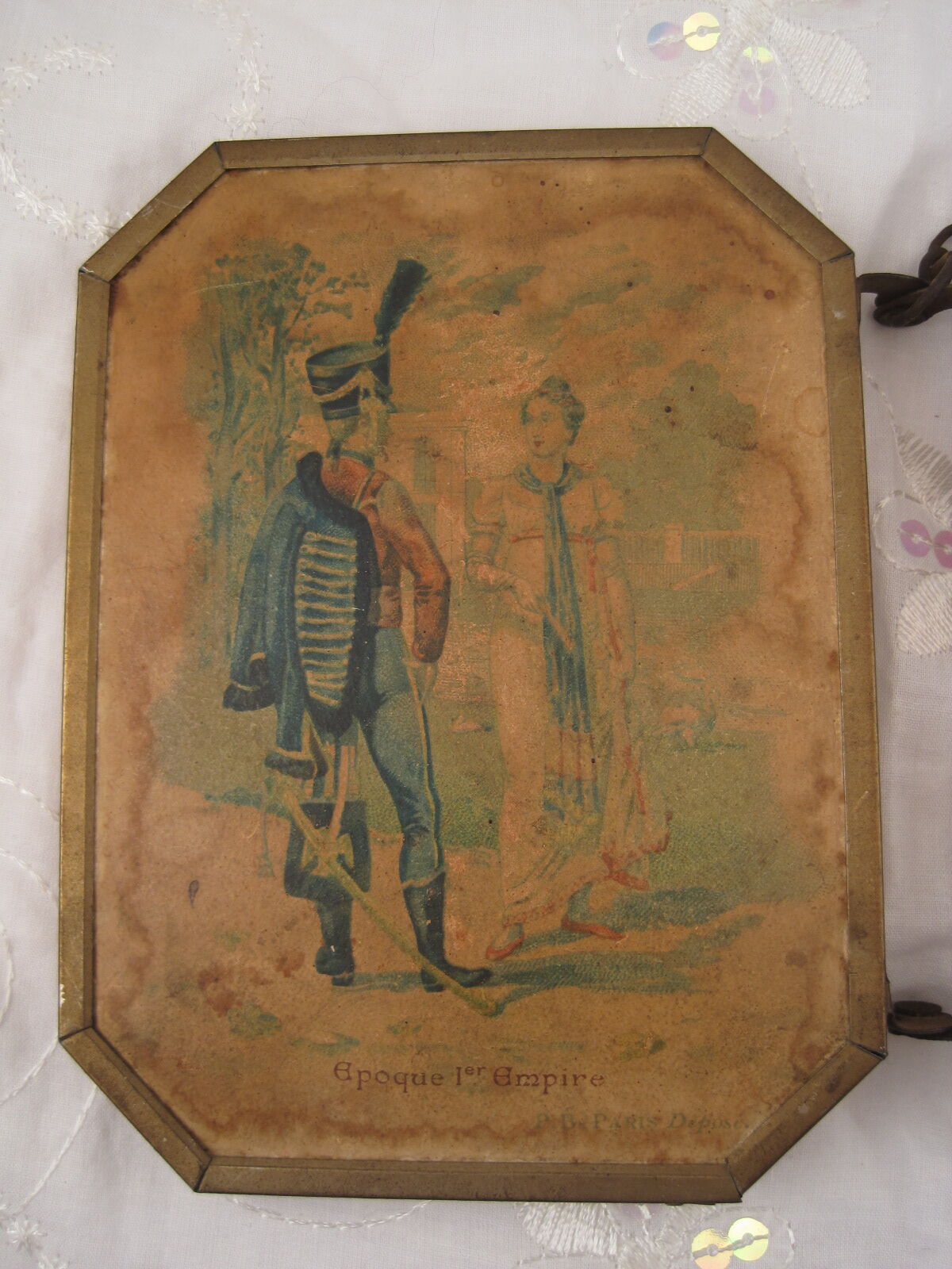 Triptych mirror of travel pocket lithographs p.b paris deposited around 1900