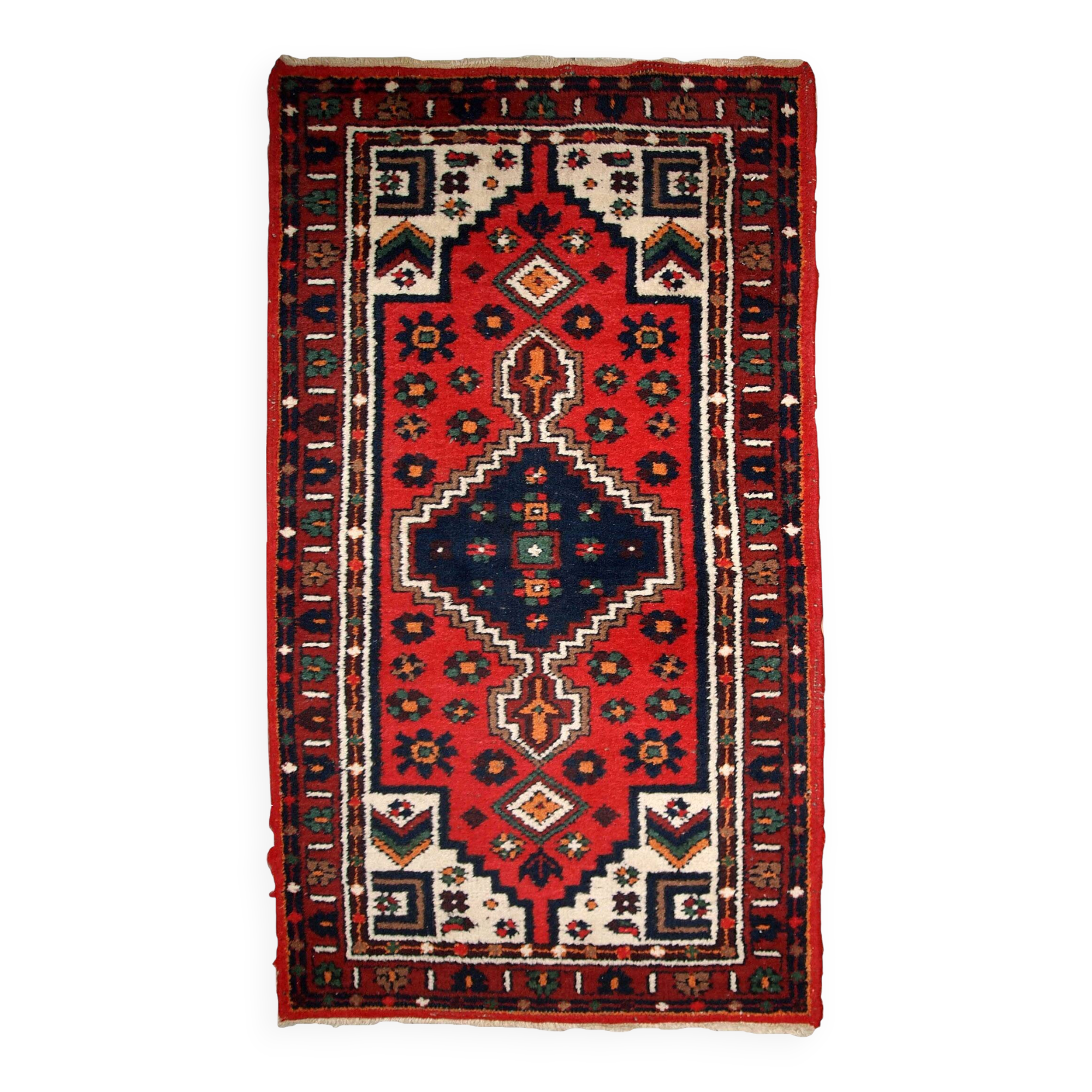 Tapis Vintage Hamadan en Laine (74cm x 140cm), Années 1970, Élégance Tradit