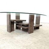 Vintage granite coffee table by Willy Ballez, 1970s