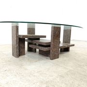 Table basse vintage en granit par Willy Ballez, 1970