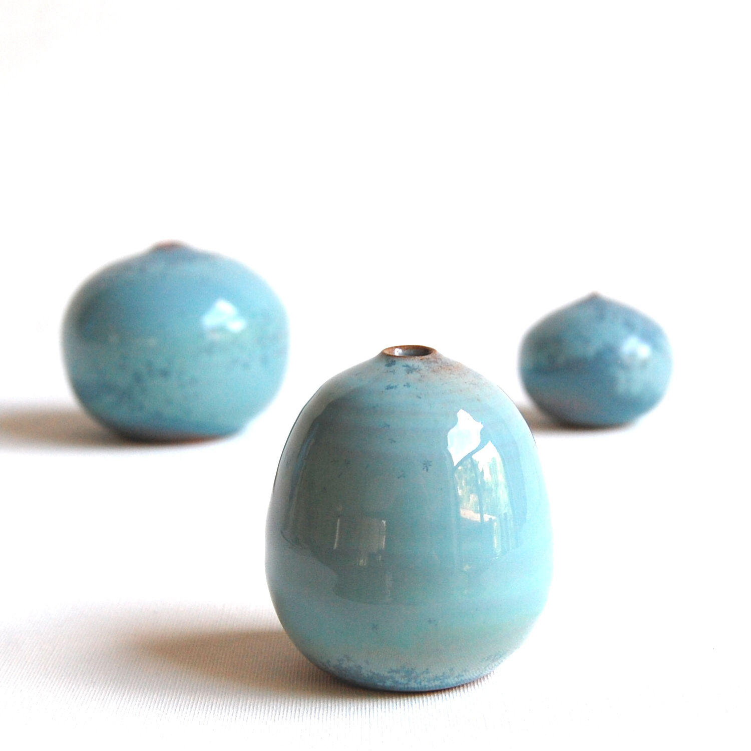 Water green miniature ceramic trio - sky blue Antonio Lampecco