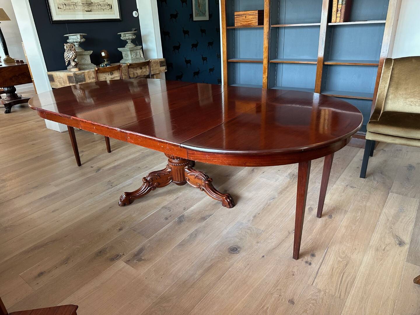 Large antique oval Dutch mahogany table