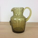 Pichet verre bullé vert