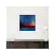 Contemporary abstract artwork in blue, red,black, yelow on stretched canvas