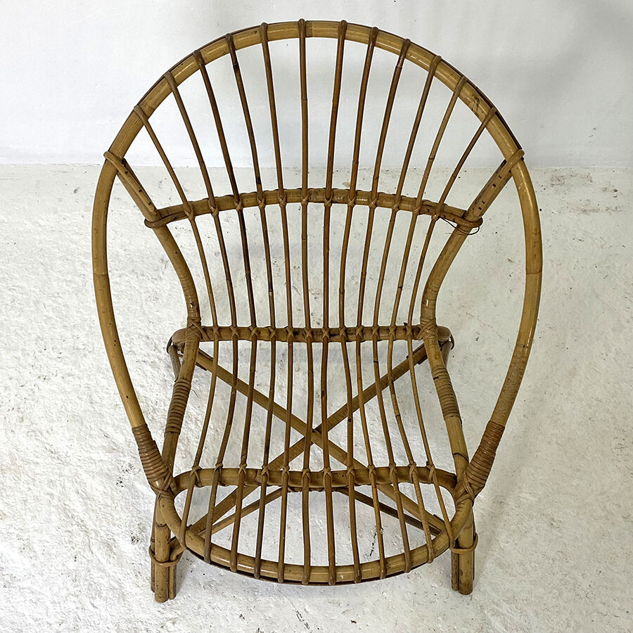 Rattan shell armchair