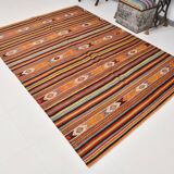6x8 Red Blue Striped Vintage Kilim Rug  173x243Cm SK 33439