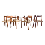 Chaises danoises en teck Mid-Century par Niels O. Møller # 77 & 57 Set de 8