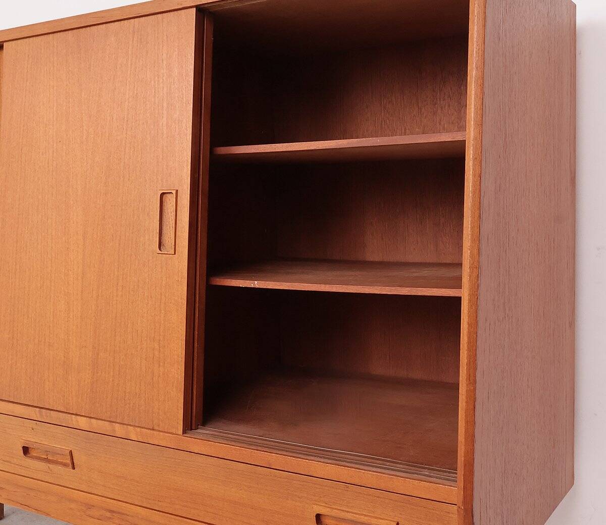 Teak highboard with sliding doors from Westergaard, 1960s