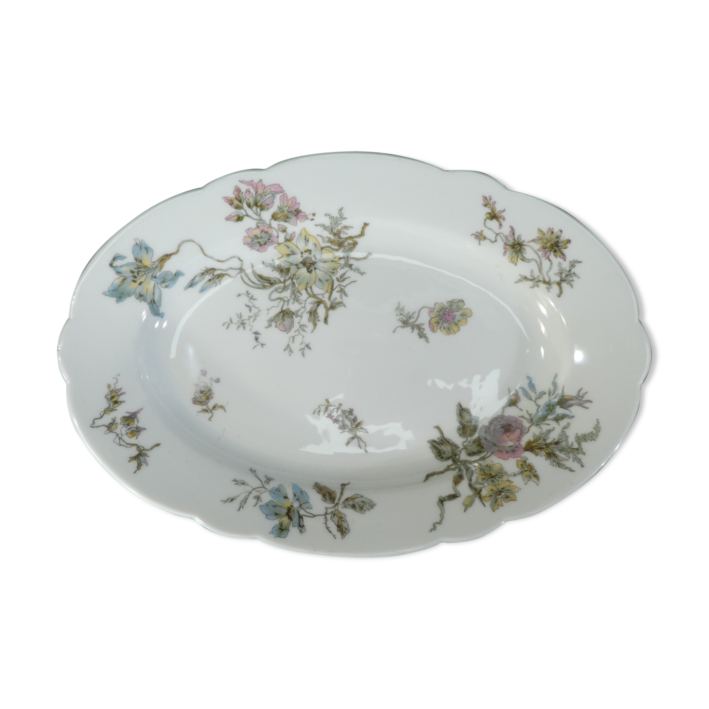 Oval dish in Limoges porcelain for E.Bourgeois paris