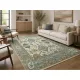 Contemporary Handmade Wool Area Rug, Ivory and Blue Floral Design Carpet for Living Room