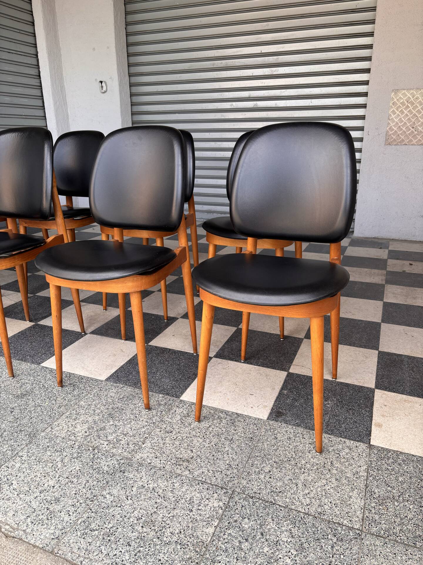 Set of 10 Pegase Baumann chairs