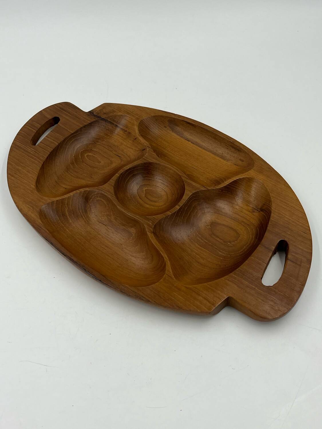 Solid teak aperitif dish