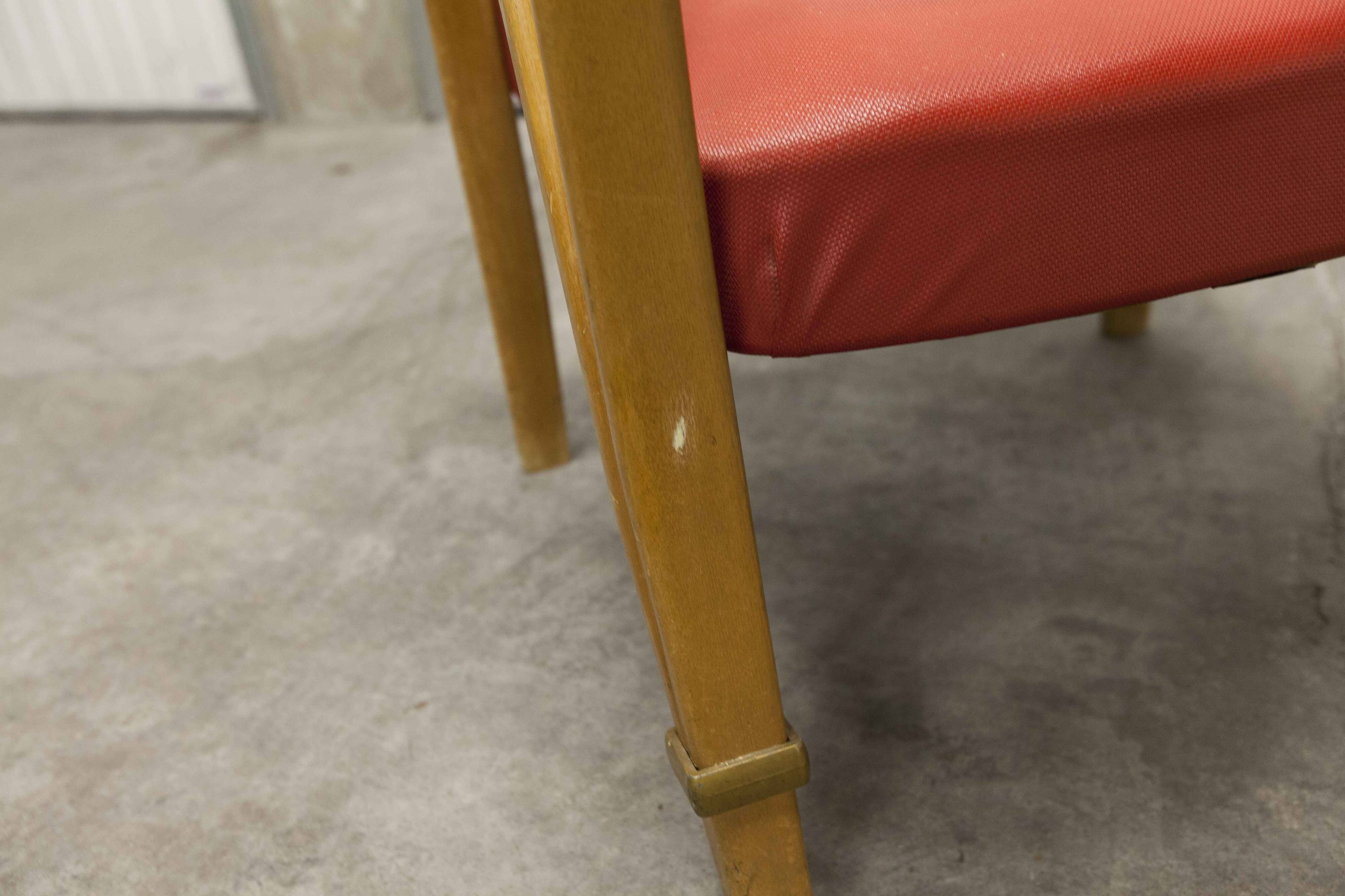 Bow wood armchair by Hugues Steiner 1960 red