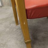 Bow wood armchair by Hugues Steiner 1960 red