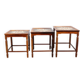 1960s Danish Mid Century Nesting Tables with Tile Tops