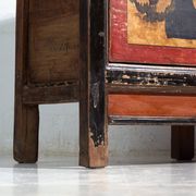 Antique lacquered pine buffet with painted lotus motifs – China, circa 1920