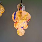 A pair of multicoloured blown glass suspensions, Murano, 1950-60.