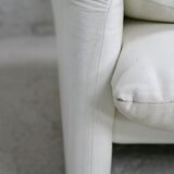 Maralunga sofa by Vico Magistretti, Cassina, white leather, Italy, circa 1970
