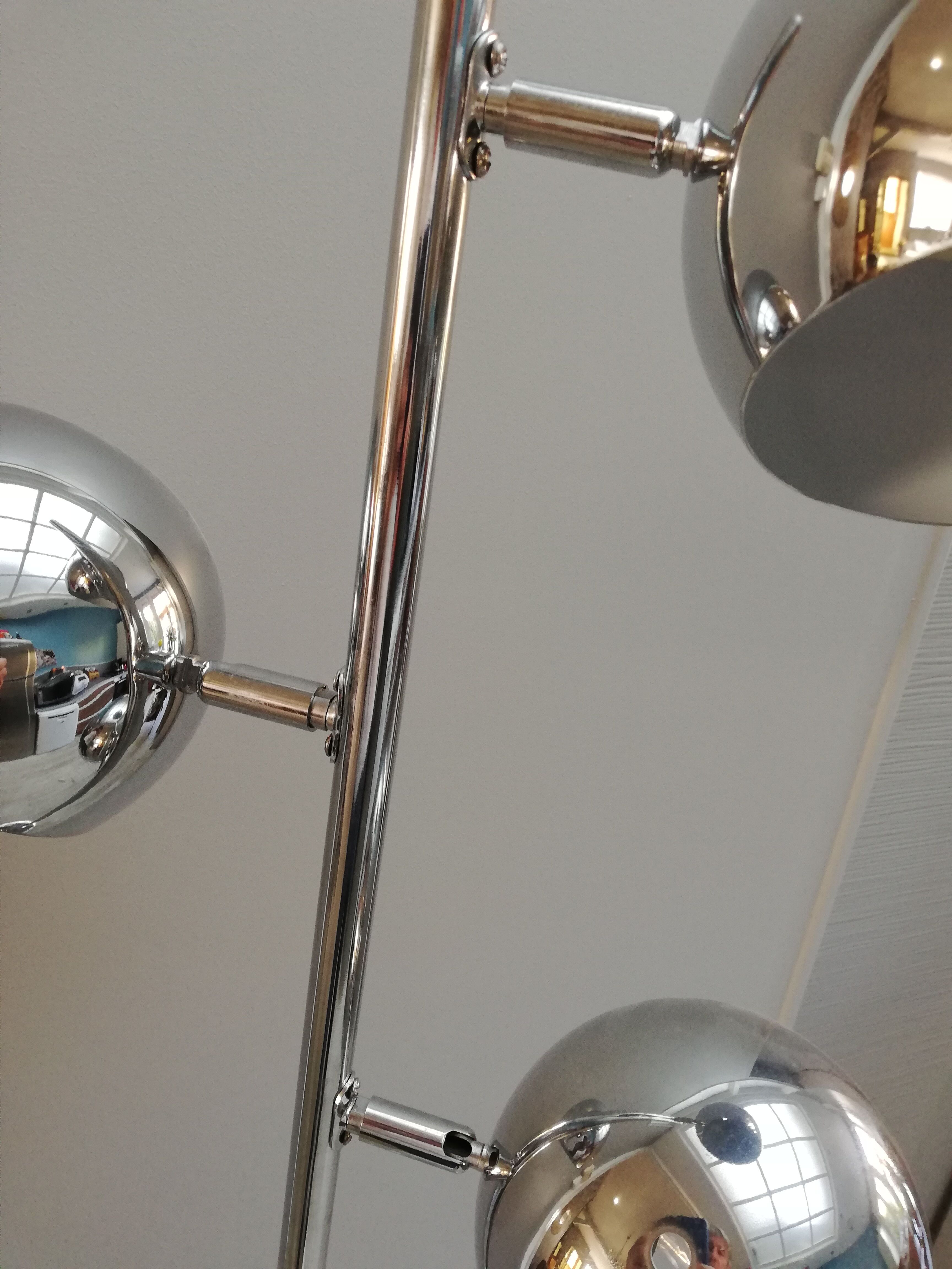 Lampadaire boules eye ball pied tulipe métal chromé