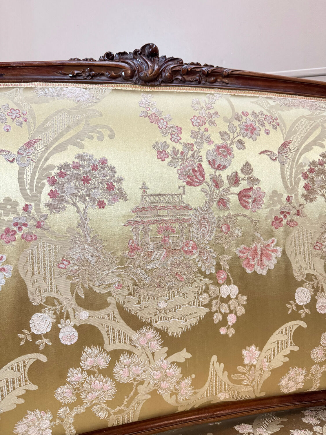 Mercie frères walnut banquette in louis xv style 19th century