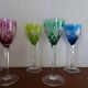 6 Roemer Saint Louis wine glasses in colored lined cut crystal signed