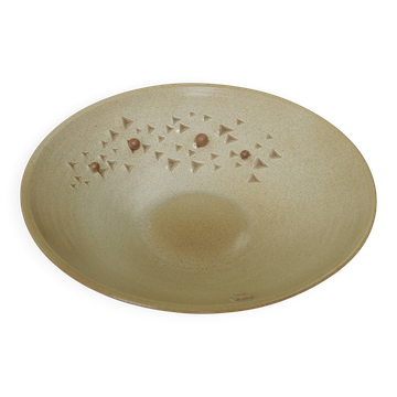 Vintage fruit bowl beige ceramic centrepiece  large pottery bowl