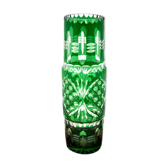 Green crystal vase, Poland, 1960s