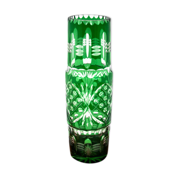 Vase en cristal vert, Pologne, années 1960