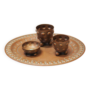 1910's Art Deco copper drinks set