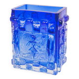 Josef schott pour smalandshyttan vase en verre bleu à motifs