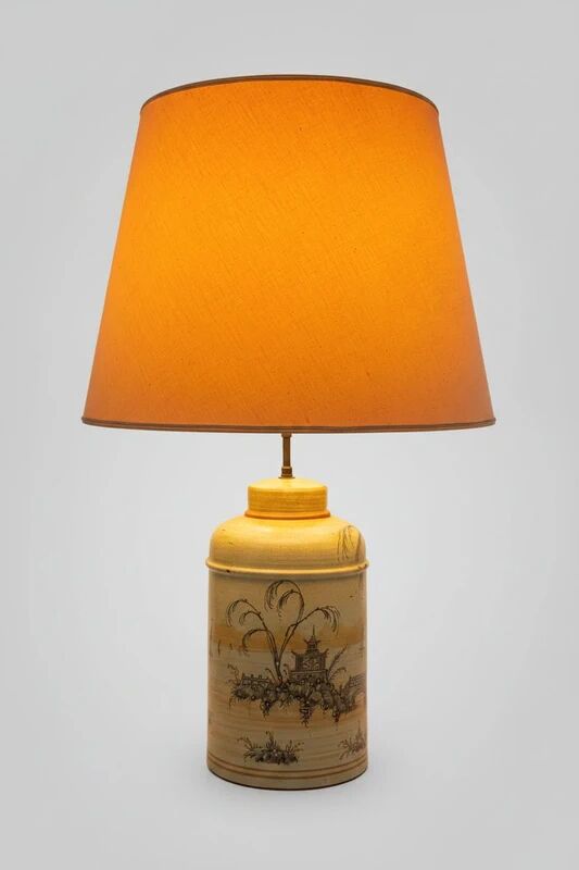 Italian ceramic lamp signed M Vanni Firenze with Orientalist decoration.