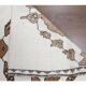 Tapis de couloir turc Oushak vintage fait main en laine et coton blanc
