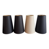 Set of 4 fabric cone lampshades – black and beige