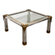 Vintage coffee table in chrome and brass adorned with sculpted leaf details, 1970s